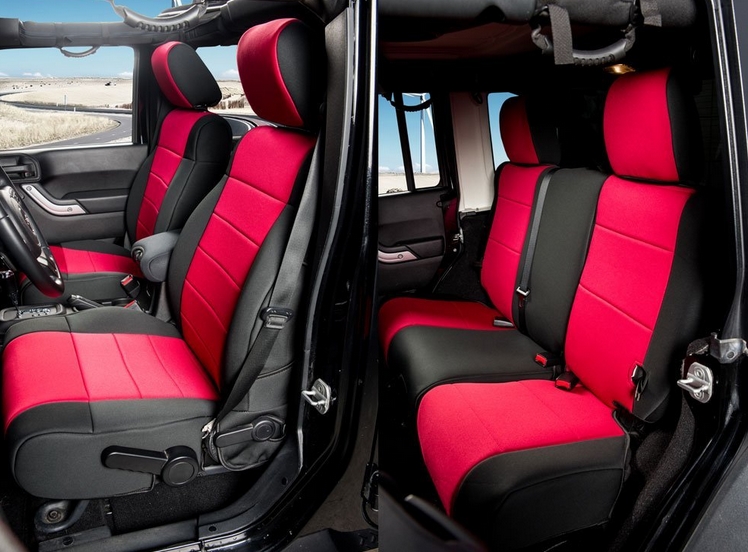 Innocessories Combo Set Fit For 2008 2010 Jeep Wrangler Jk Red Black Neoprene Cover - 2008 Jeep Wrangler Red Seat Covers